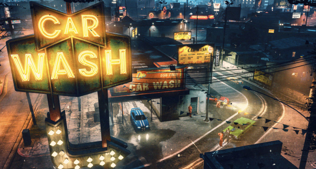 Interno del Car Wash GTA Online - laptop per le operazioni