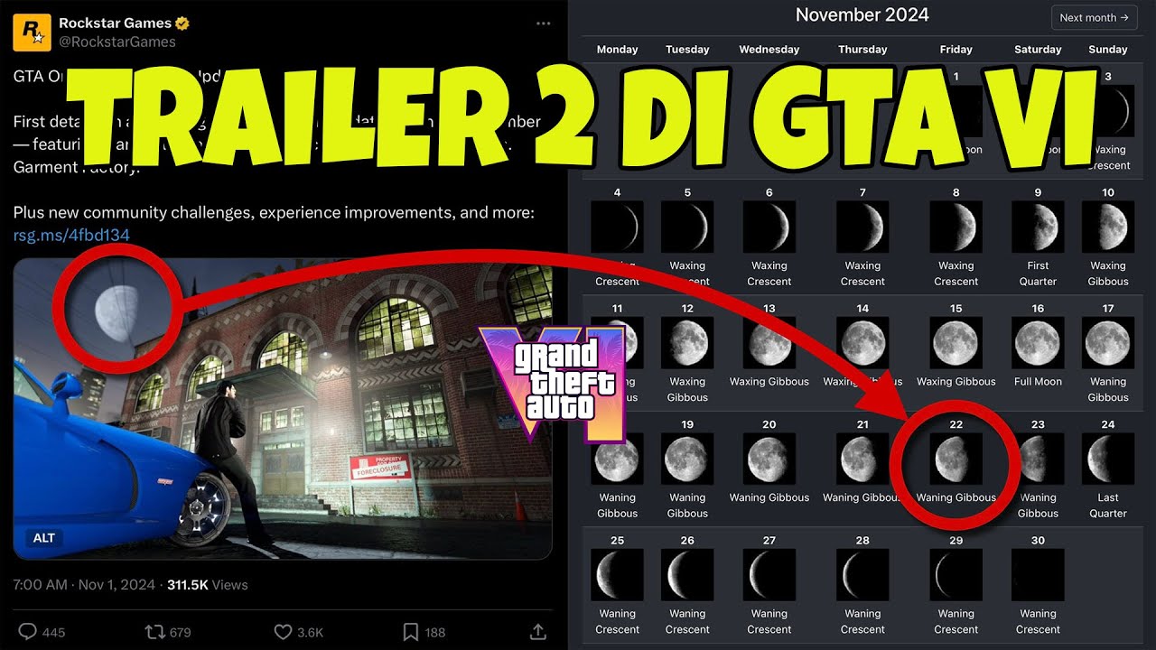 Possibile Data di Uscita del Trailer 2 di GTA 6: La Luna Come Indizio?