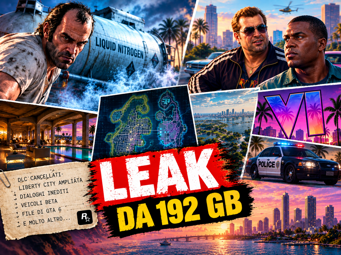 GTA 5, nuovo leak da 192 GB: Liberty City, DLC cancellati e file di GTA 6