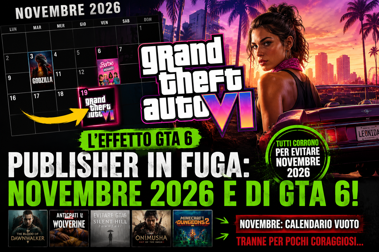 GTA 6 sta riscrivendo il calendario del gaming: perché tutti stanno evitando novembre 2026